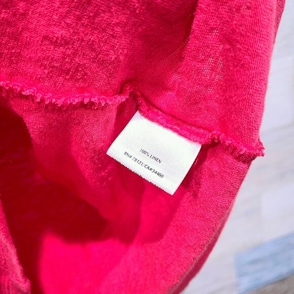 Eileen Fisher 100% Linen V Neck Dolman Sleeve Top Pink Relaxed Fit Womens Large - Picture 7 of 7